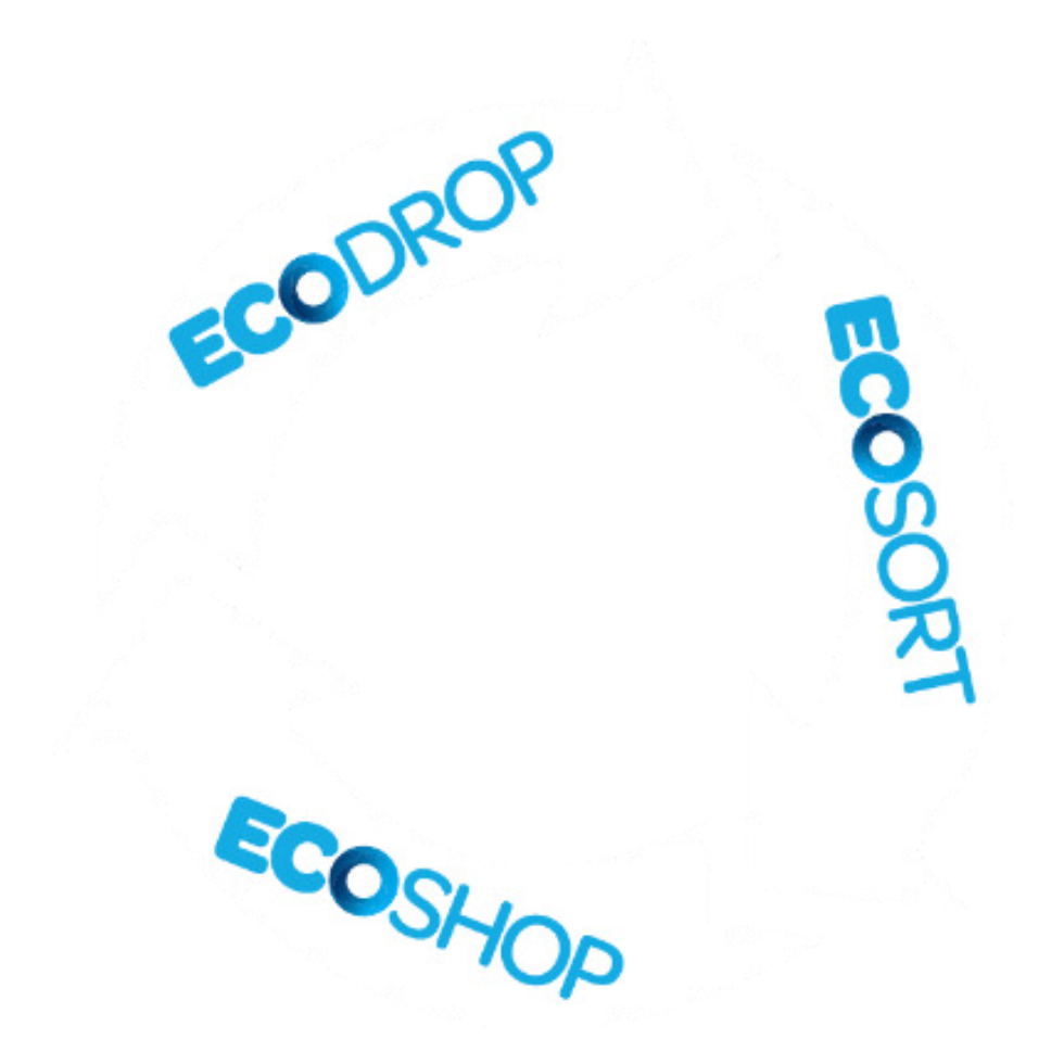 Animated circular arrow image of EcoCentral including ecodrop, ecosort and ecoshop